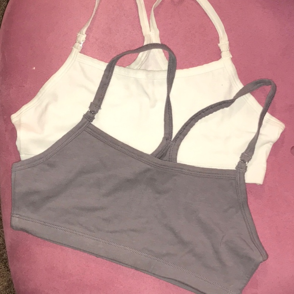 Two matching sports bras